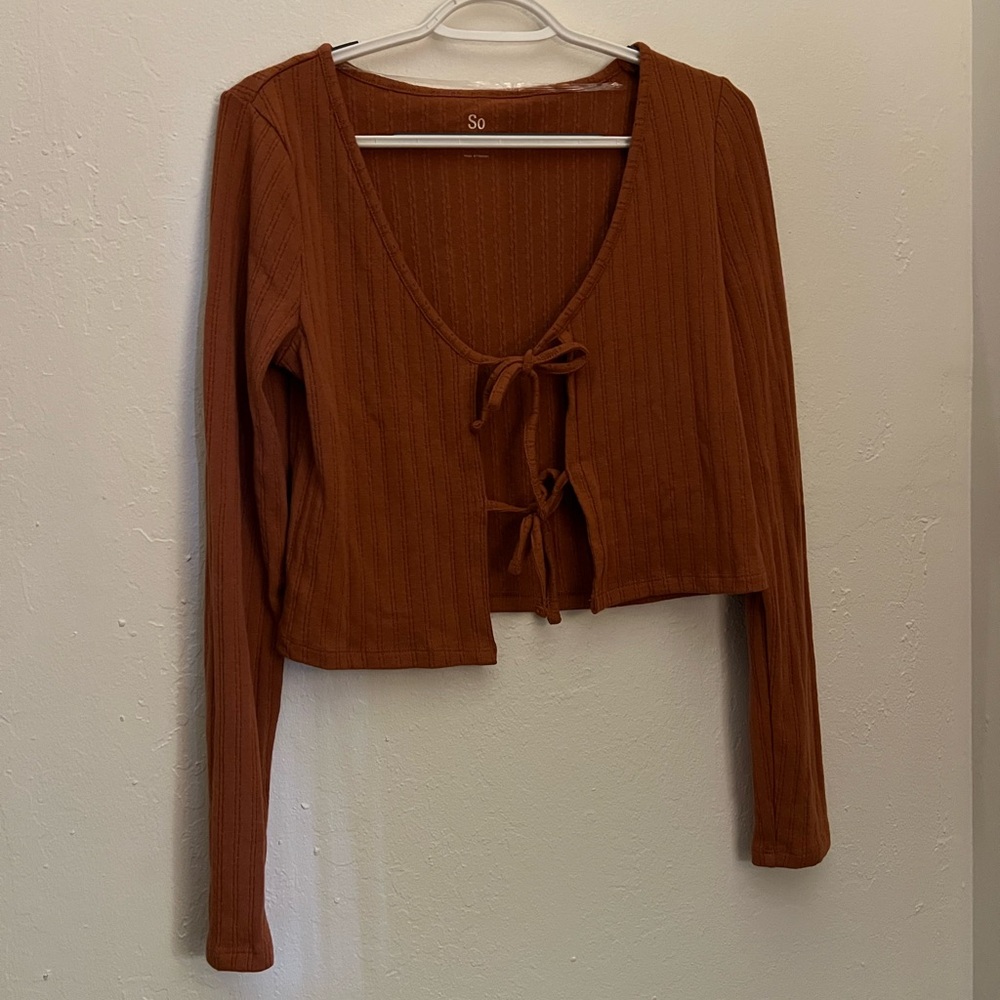 SO Juniors Long Sleeve Double Tie Front Cardigan